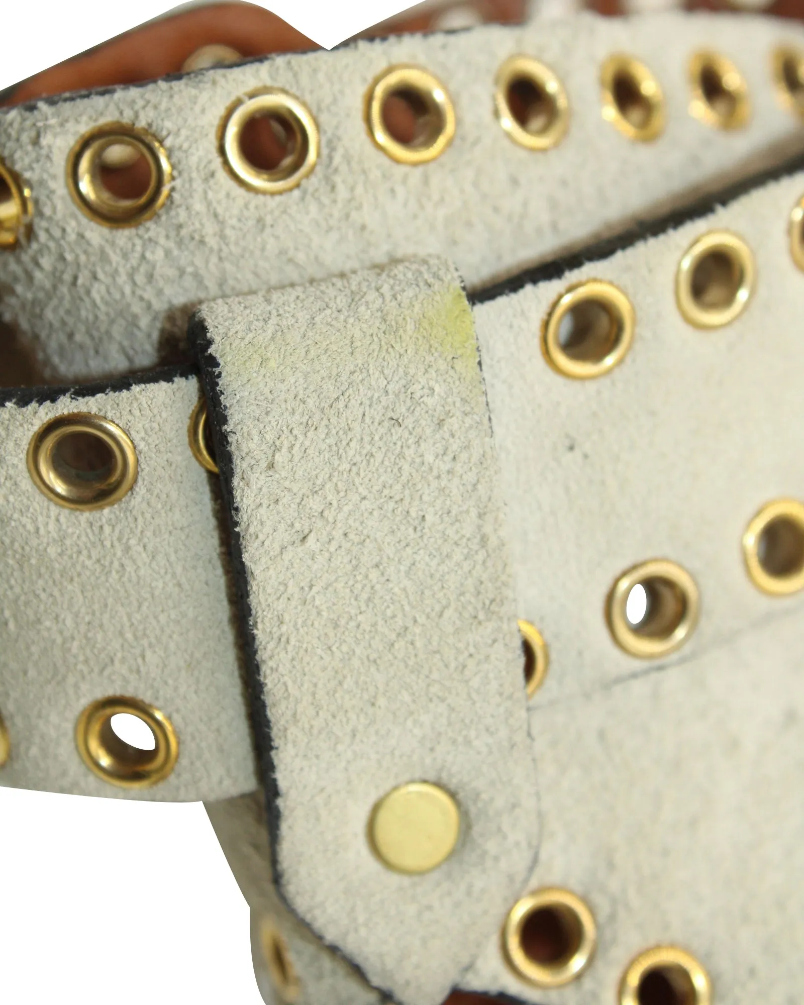 Isabel Marant Jaeryn Studded Accents Sandals in White Suede