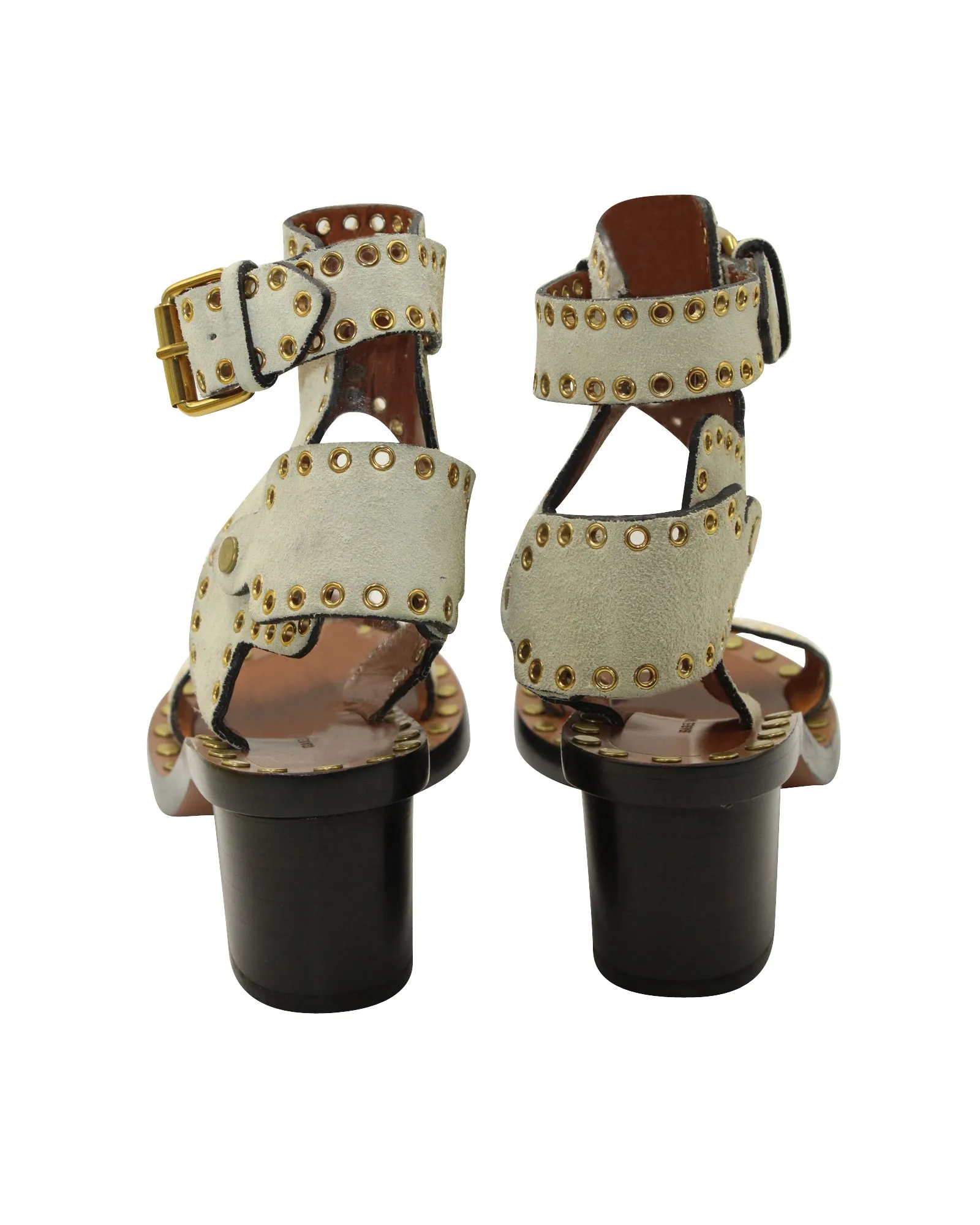 Isabel Marant Jaeryn Studded Accents Sandals in White Suede