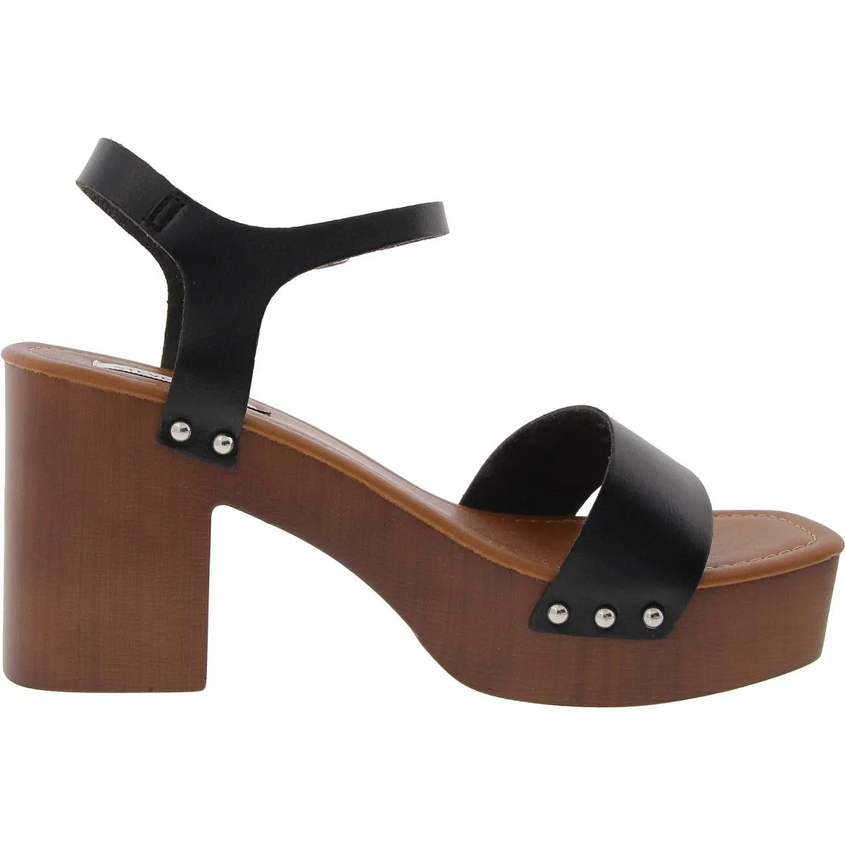 Ivy Womens Studded Faux Leather Platform Sandals