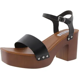 Ivy Womens Studded Faux Leather Platform Sandals