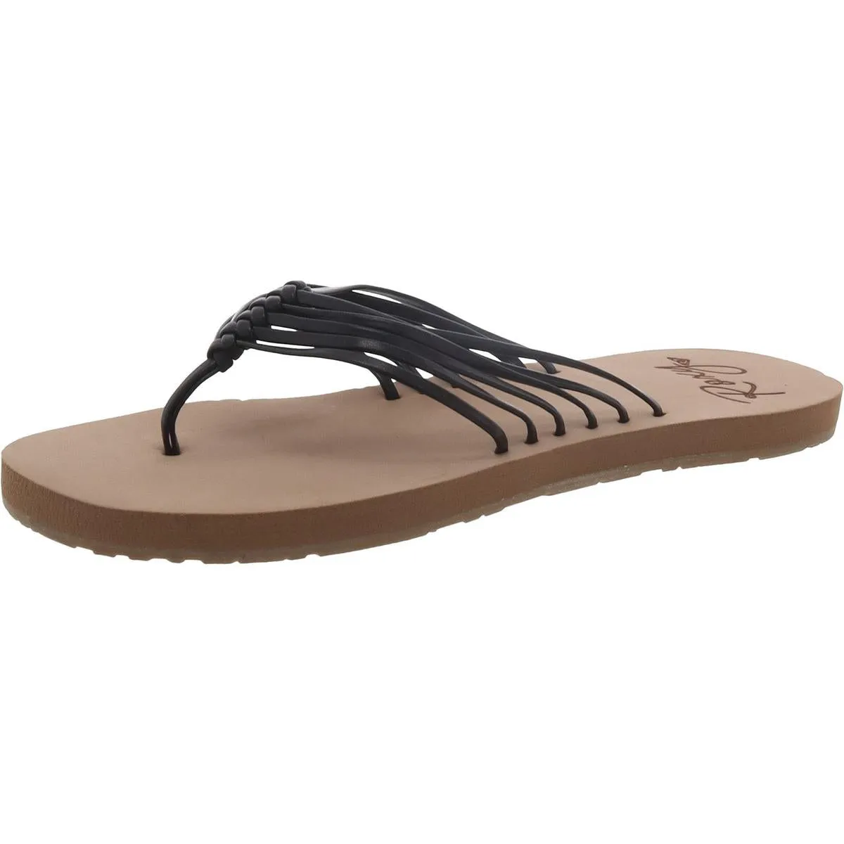 Jasmine Womens Faux Leather Strappy Flip-Flops