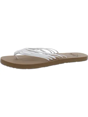 Jasmine Womens Faux Leather Strappy Flip-Flops