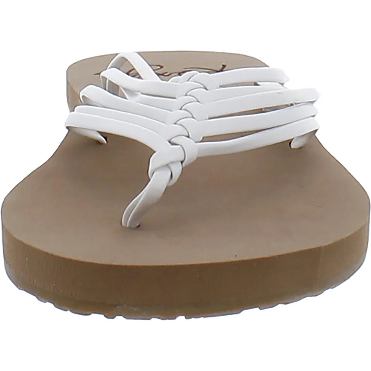Jasmine Womens Faux Leather Strappy Flip-Flops