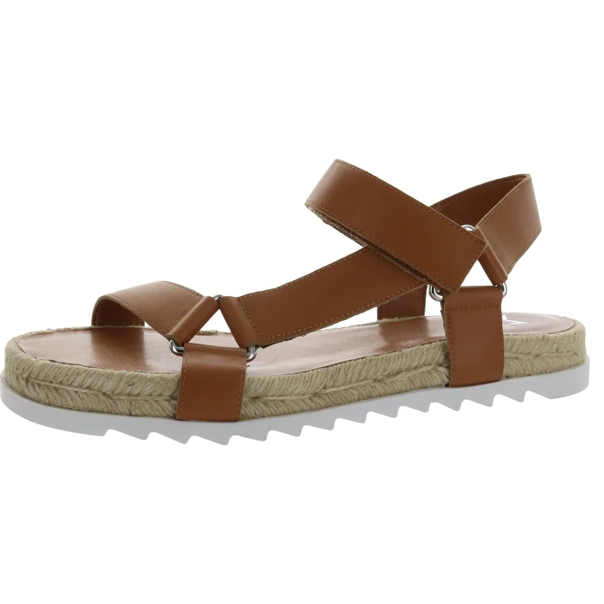 Jecca Womens Leather Cushioned Footbed Flatform Sandals