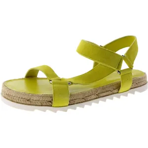 Jecca Womens Leather Cushioned Footbed Flatform Sandals