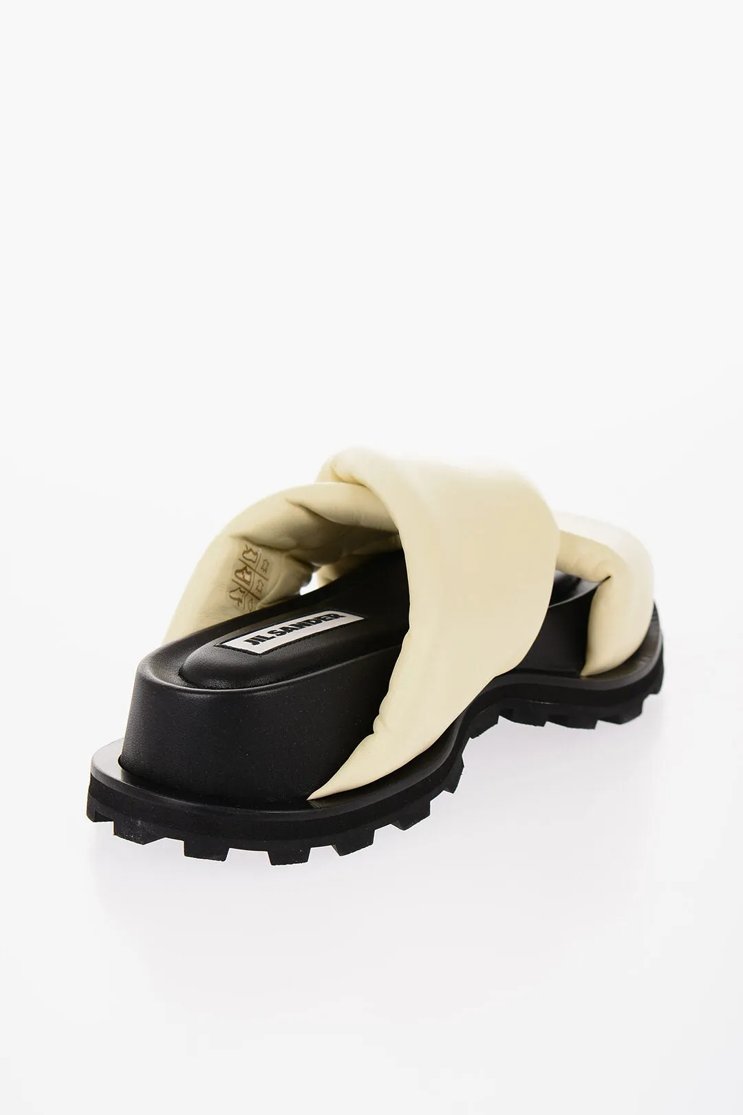 Jil Sander Criss Cross Designed Leather Sandals With Carrion Sole