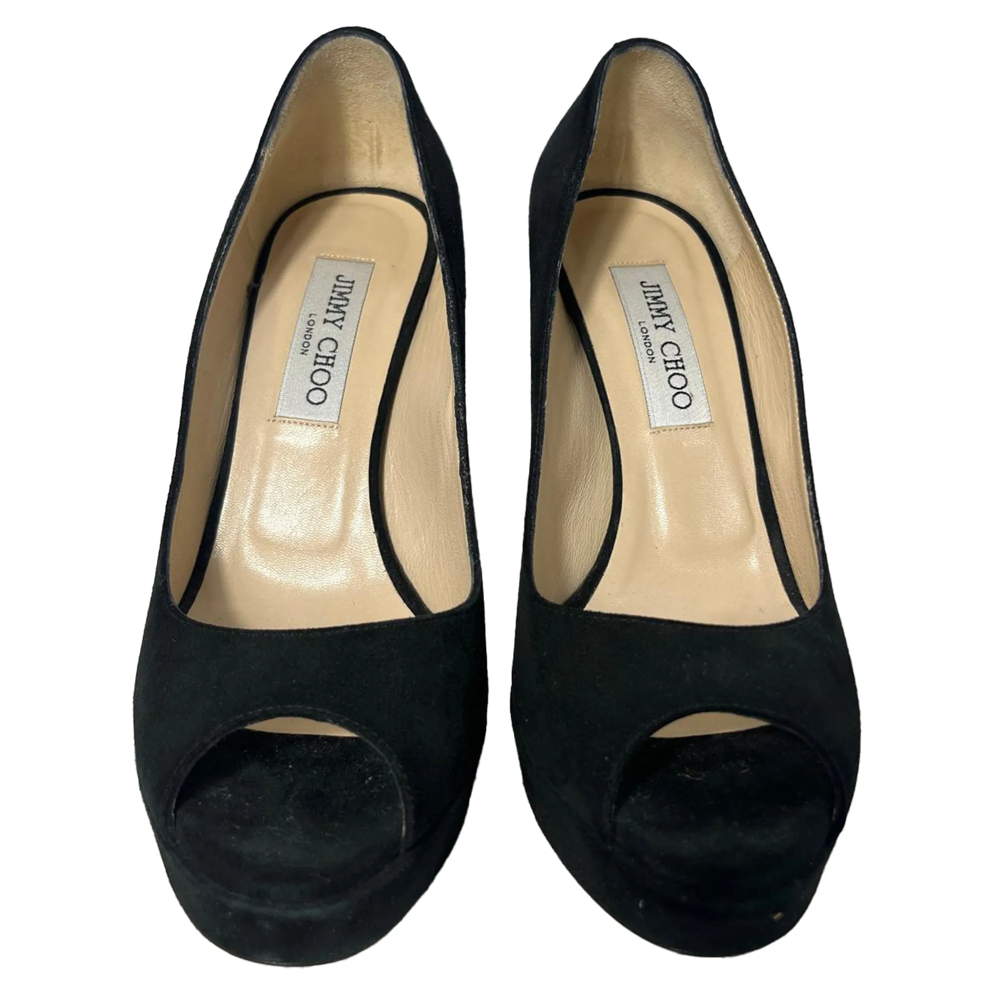 Jimmy Choo Dahlia Peep-Toe Platform Pumps in Black Suede
