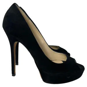 Jimmy Choo Dahlia Peep-Toe Platform Pumps in Black Suede