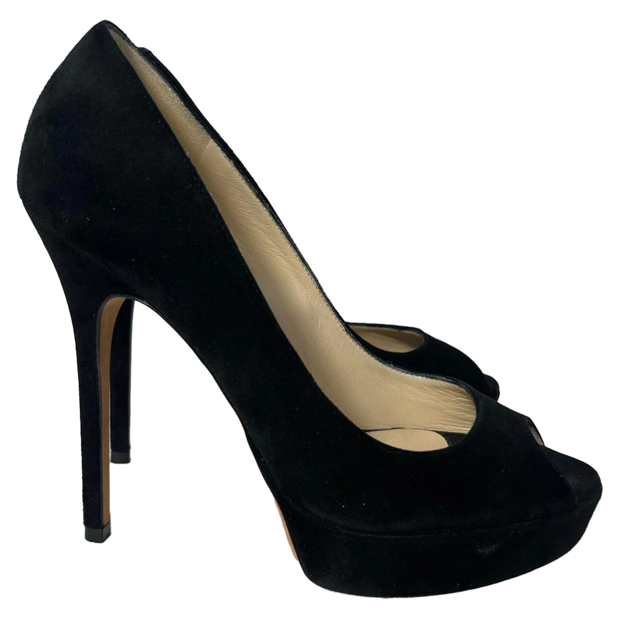 Jimmy Choo Dahlia Peep-Toe Platform Pumps in Black Suede