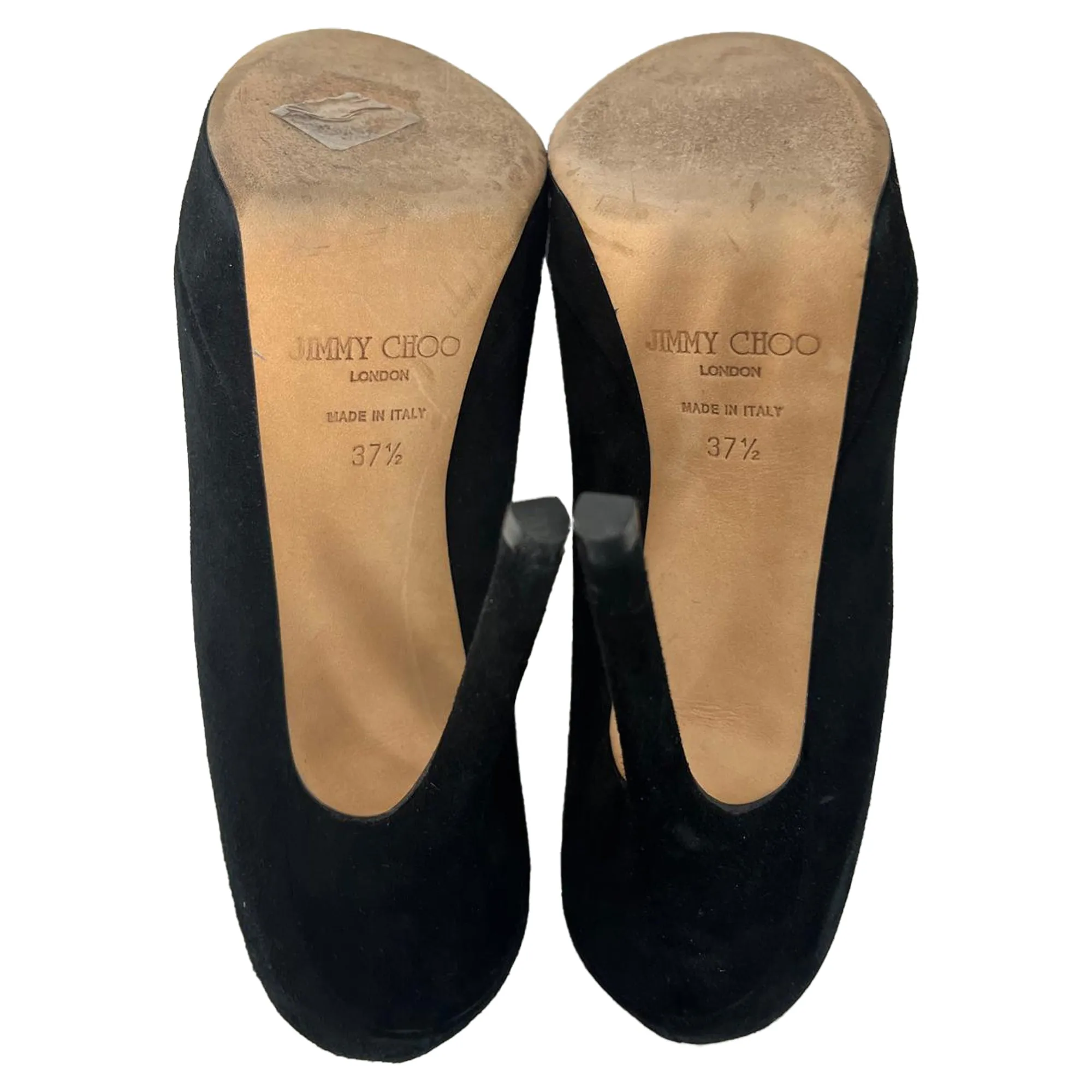 Jimmy Choo Dahlia Peep-Toe Platform Pumps in Black Suede