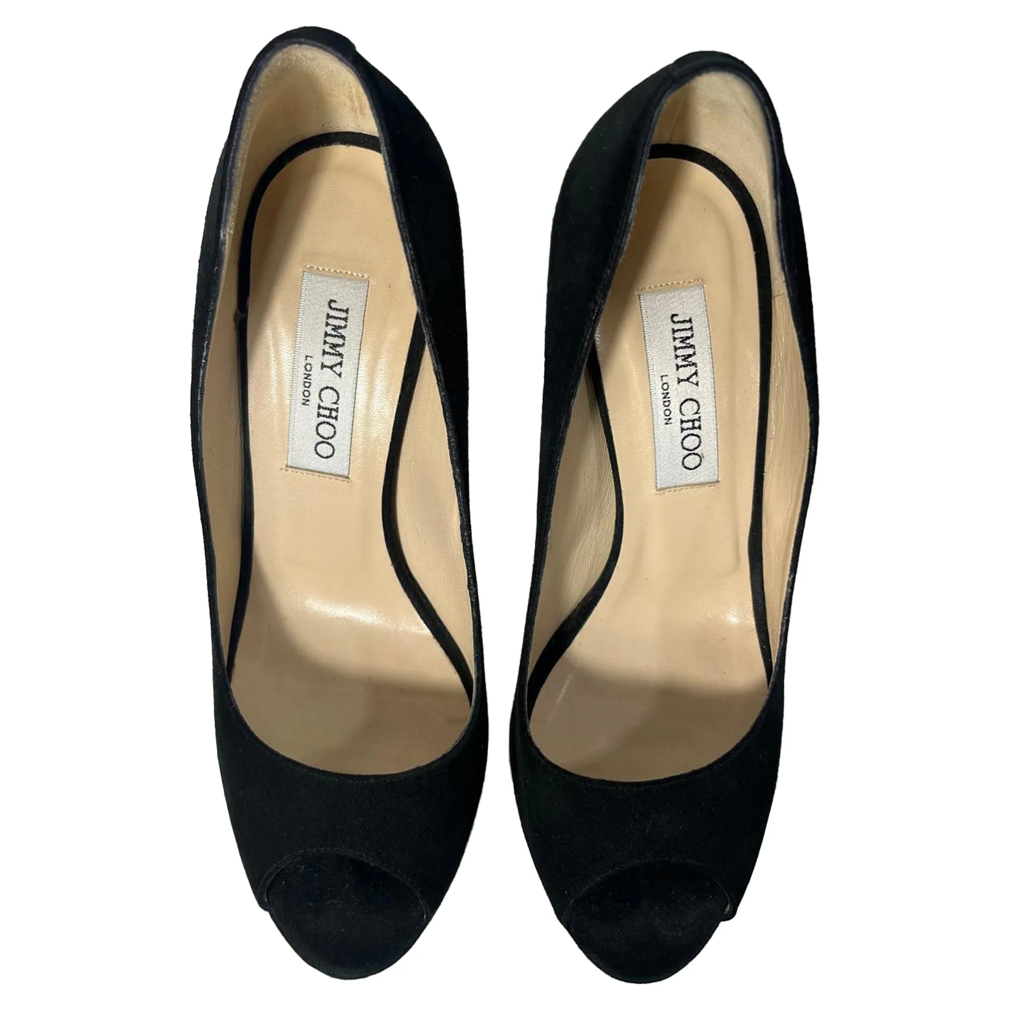 Jimmy Choo Dahlia Peep-Toe Platform Pumps in Black Suede