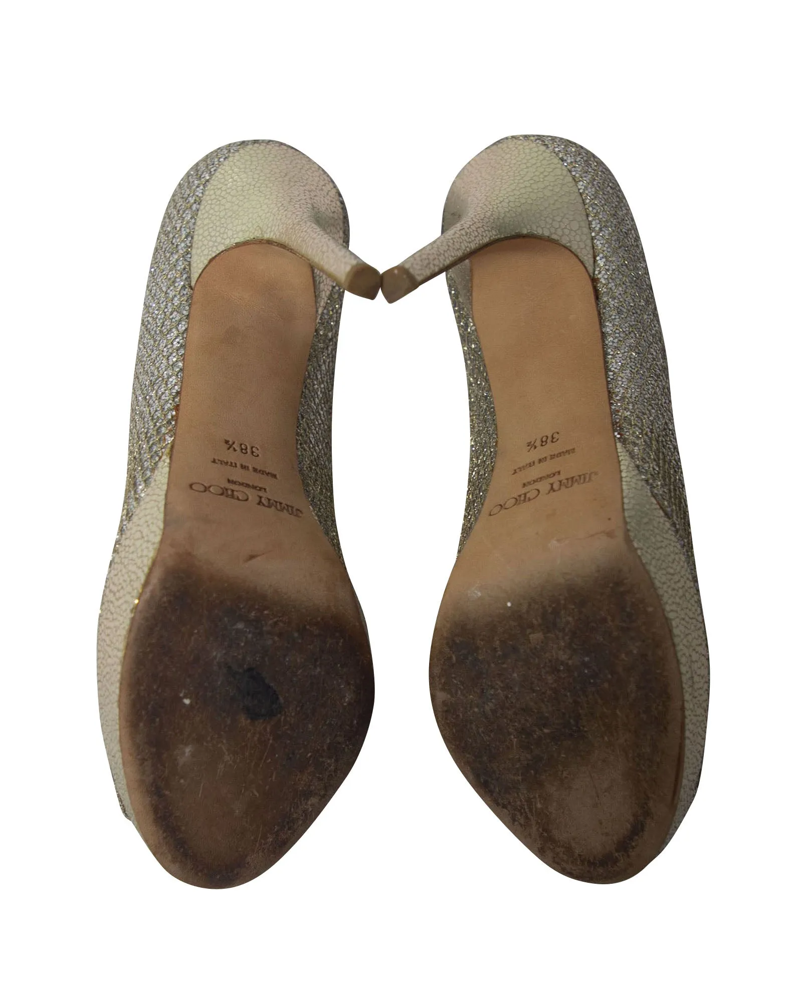 Jimmy Choo Dahlia Platform Peep Toe Pumps in Silver Glitter
