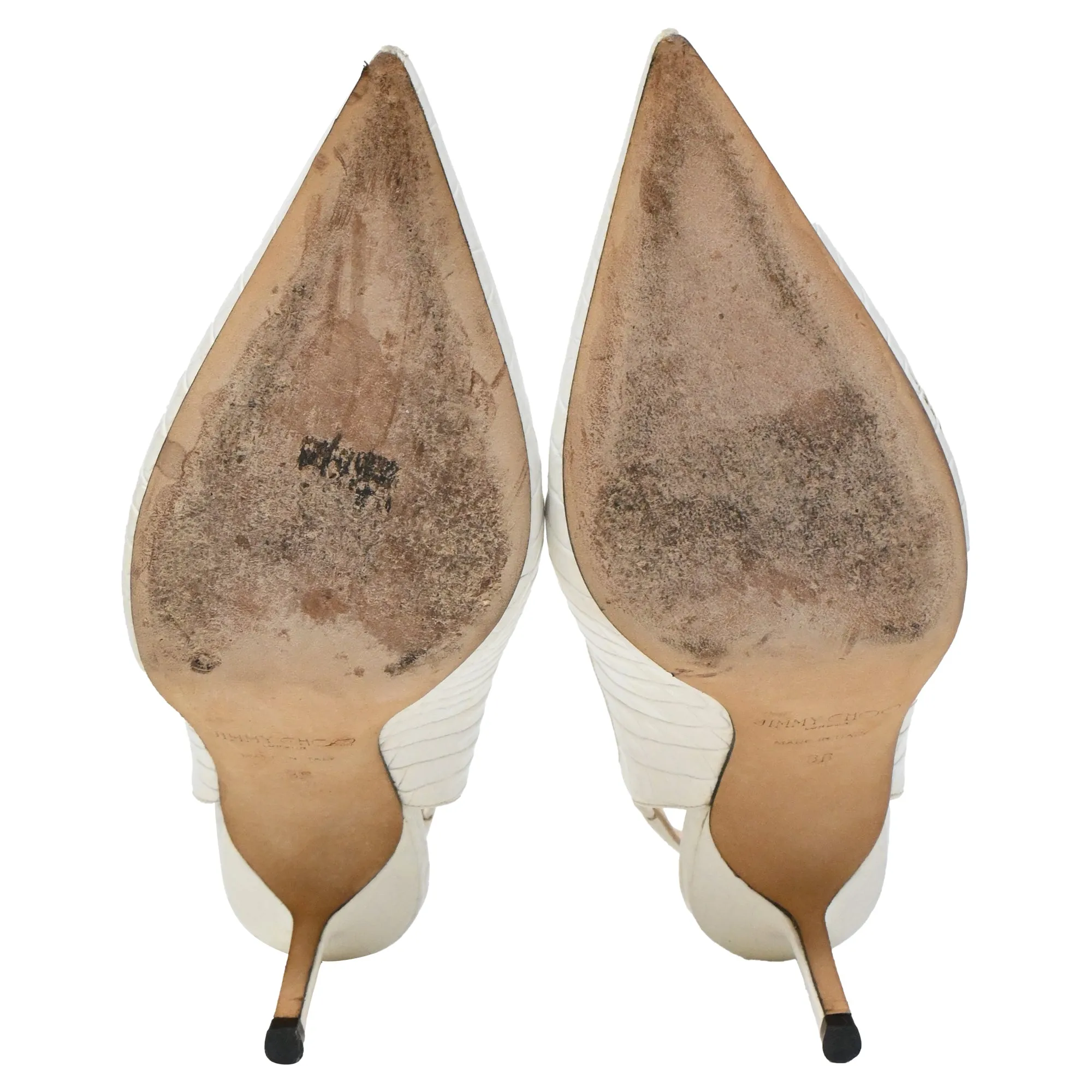 Jimmy Choo Ivy Croc Embossed Slingback Pumps in White Leather