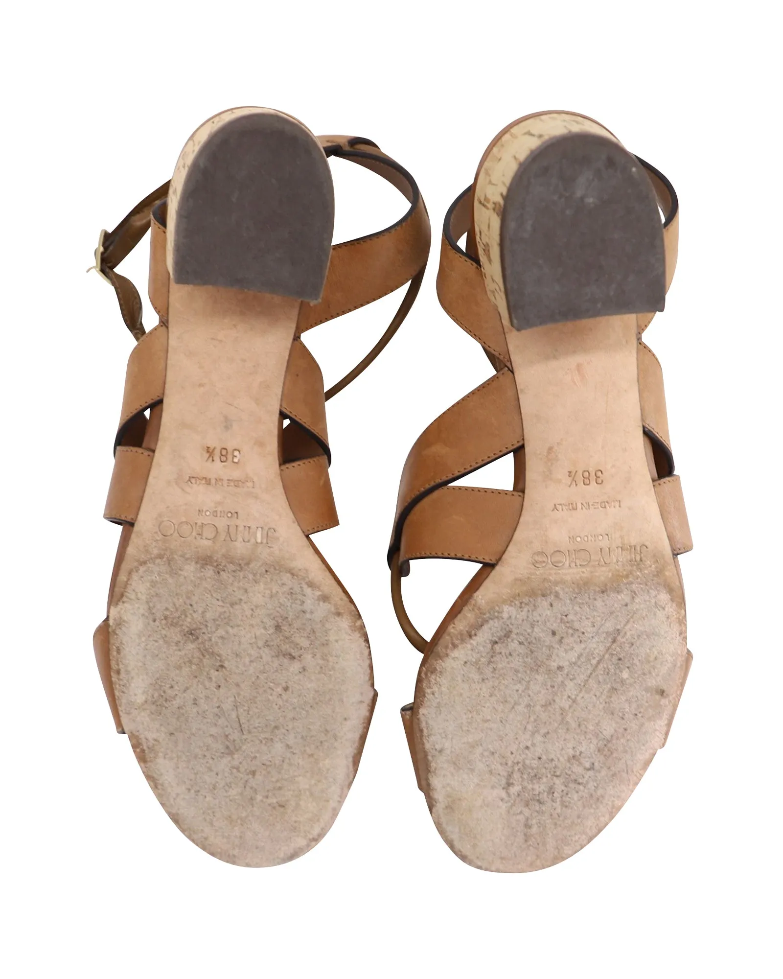 Jimmy Choo Margo Crisscross Sandals in Brown Leather