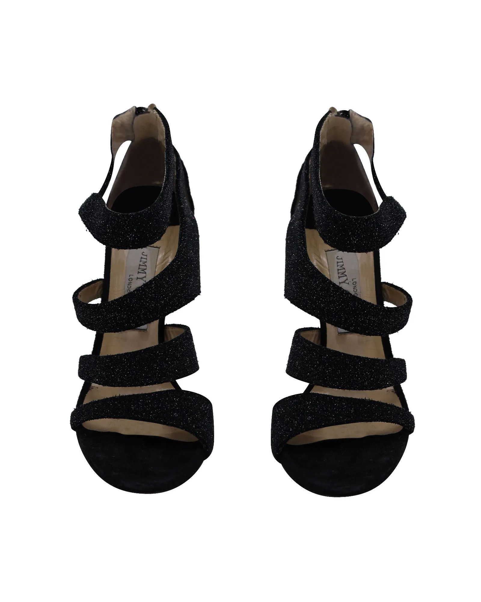 Jimmy Choo Strappy Sandals in Black Glitter