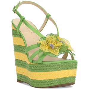 JS-VISELA Womens Floral Print Manmade Platform Sandals