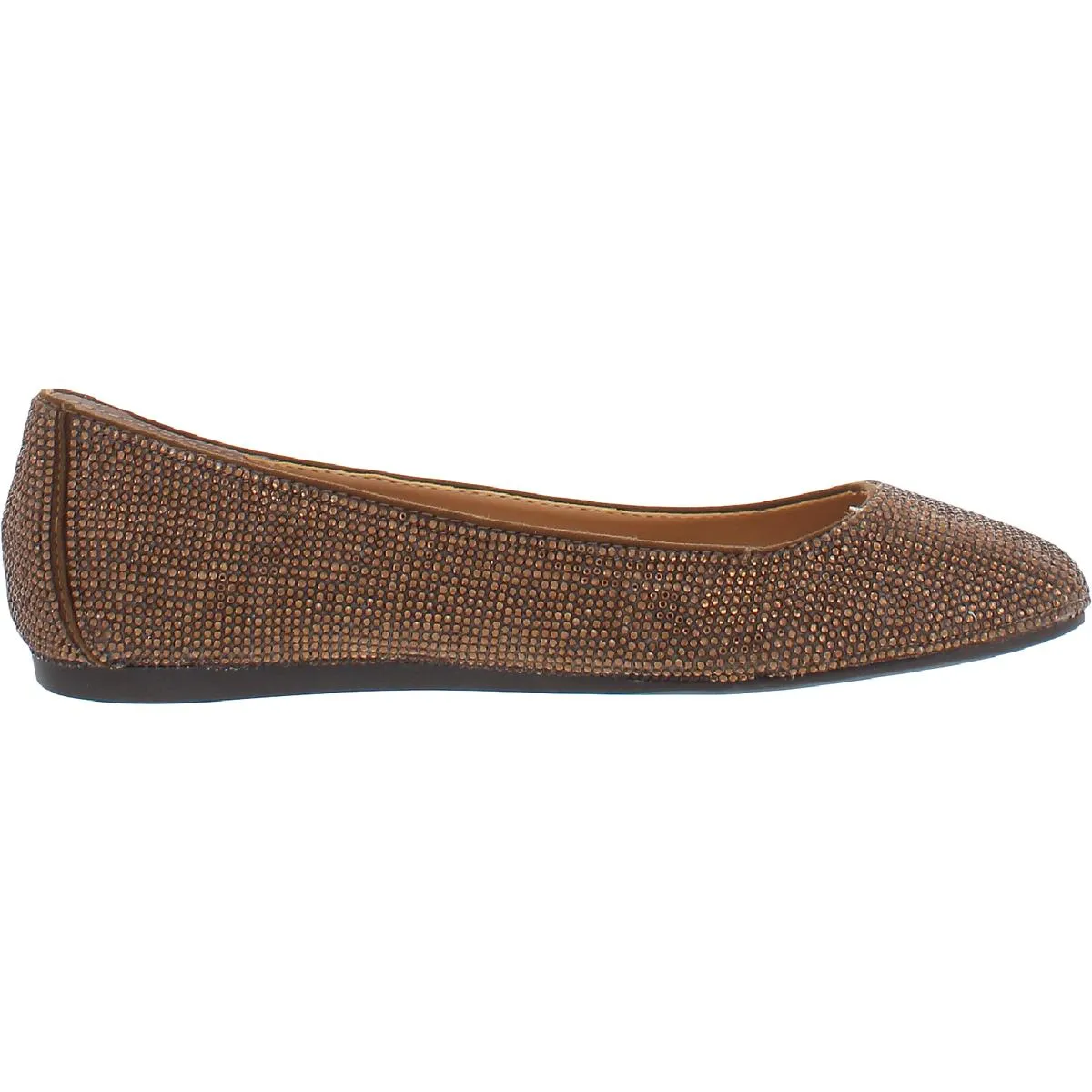 Juney Womens Rhinestone Square Toe Ballet Flats