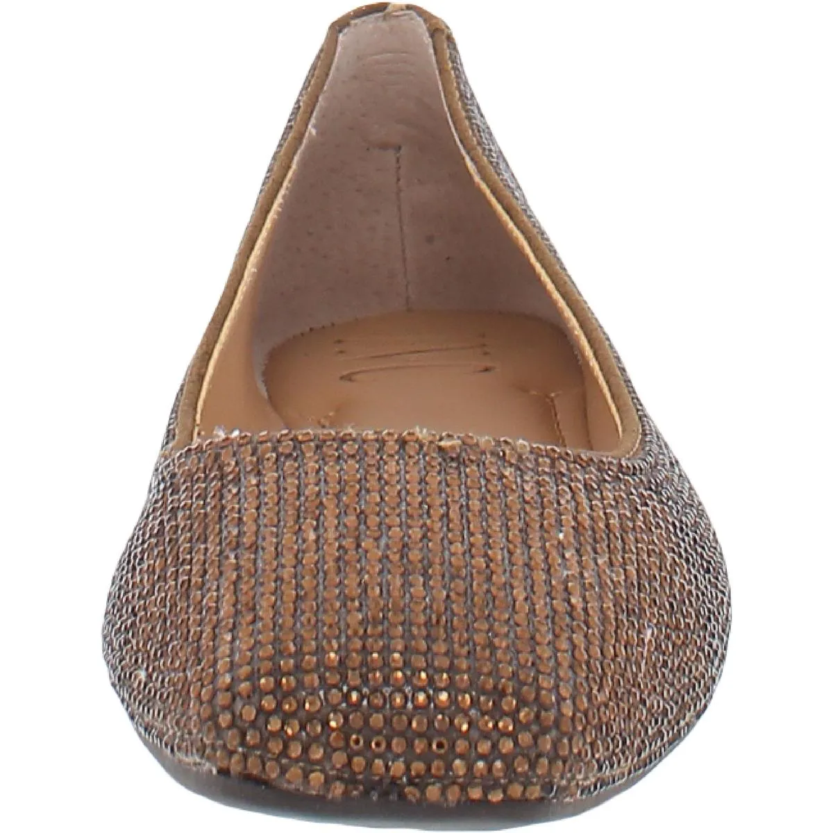 Juney Womens Rhinestone Square Toe Ballet Flats
