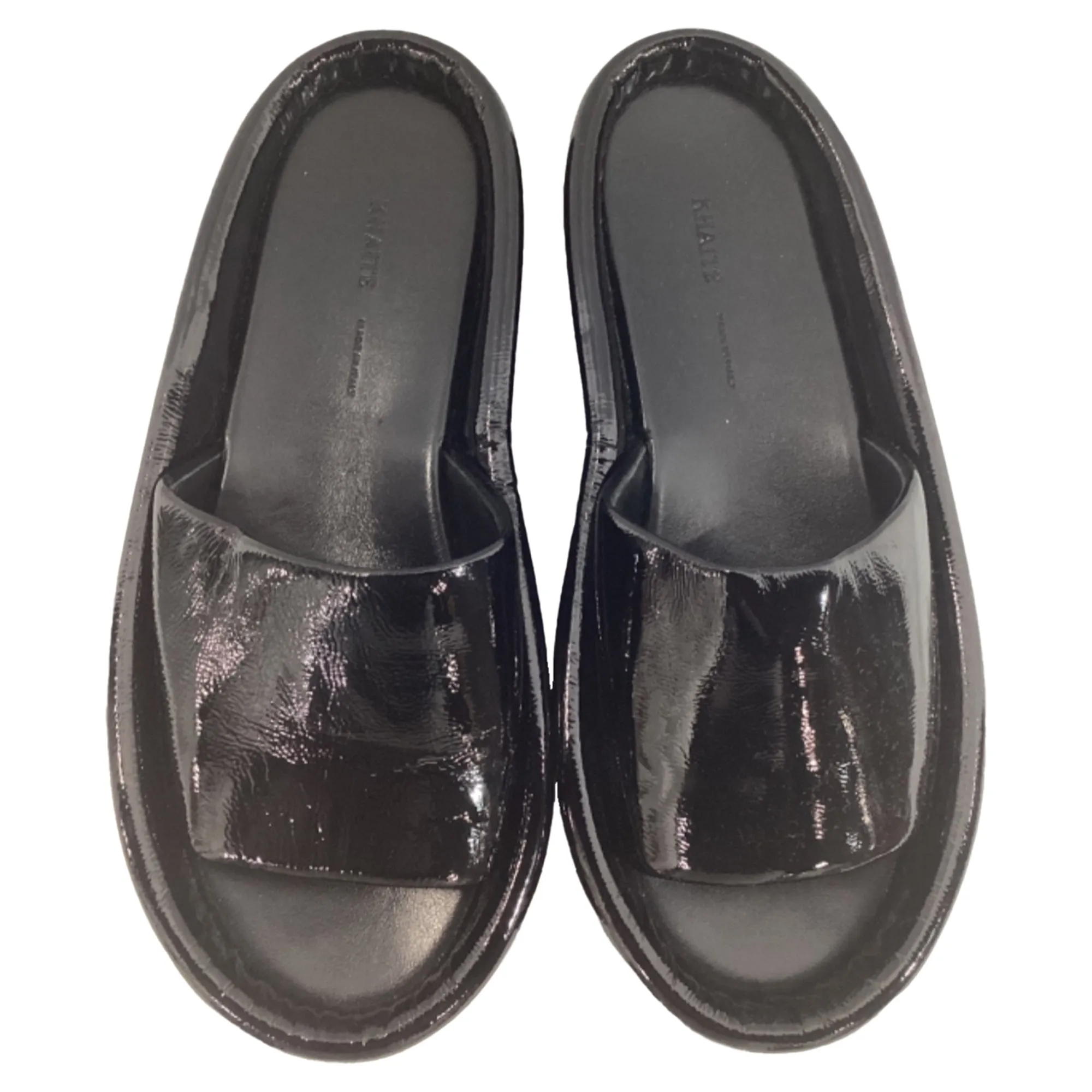 Khaite Venice Slides in Black Patent Leather