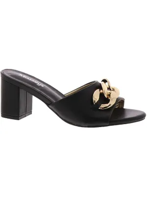 Kira Womens Faux Leather Embellished Heels