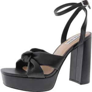 Lala Womens Buckle Faux Leather Platform Sandals