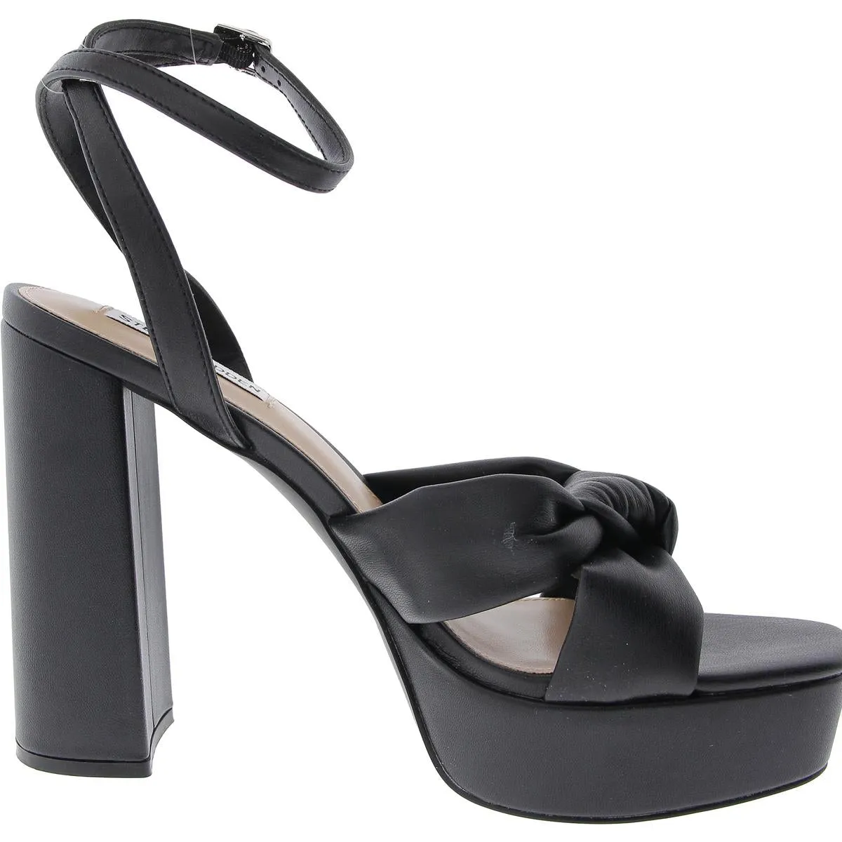 Lala Womens Buckle Faux Leather Platform Sandals