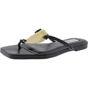 Lead Womens Strappy Faux Leather Slide Sandals
