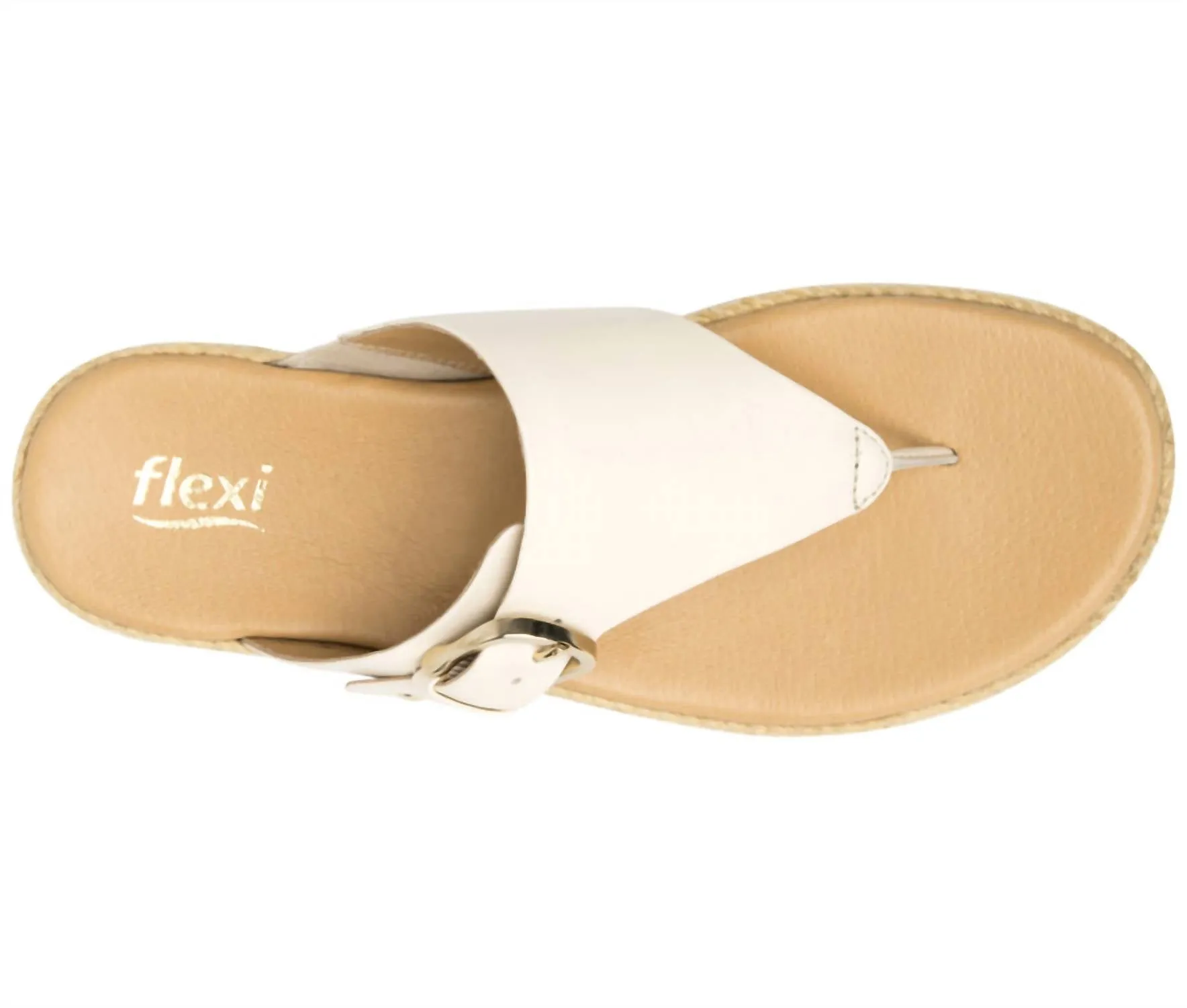 Leather Thong Sandals In Beige