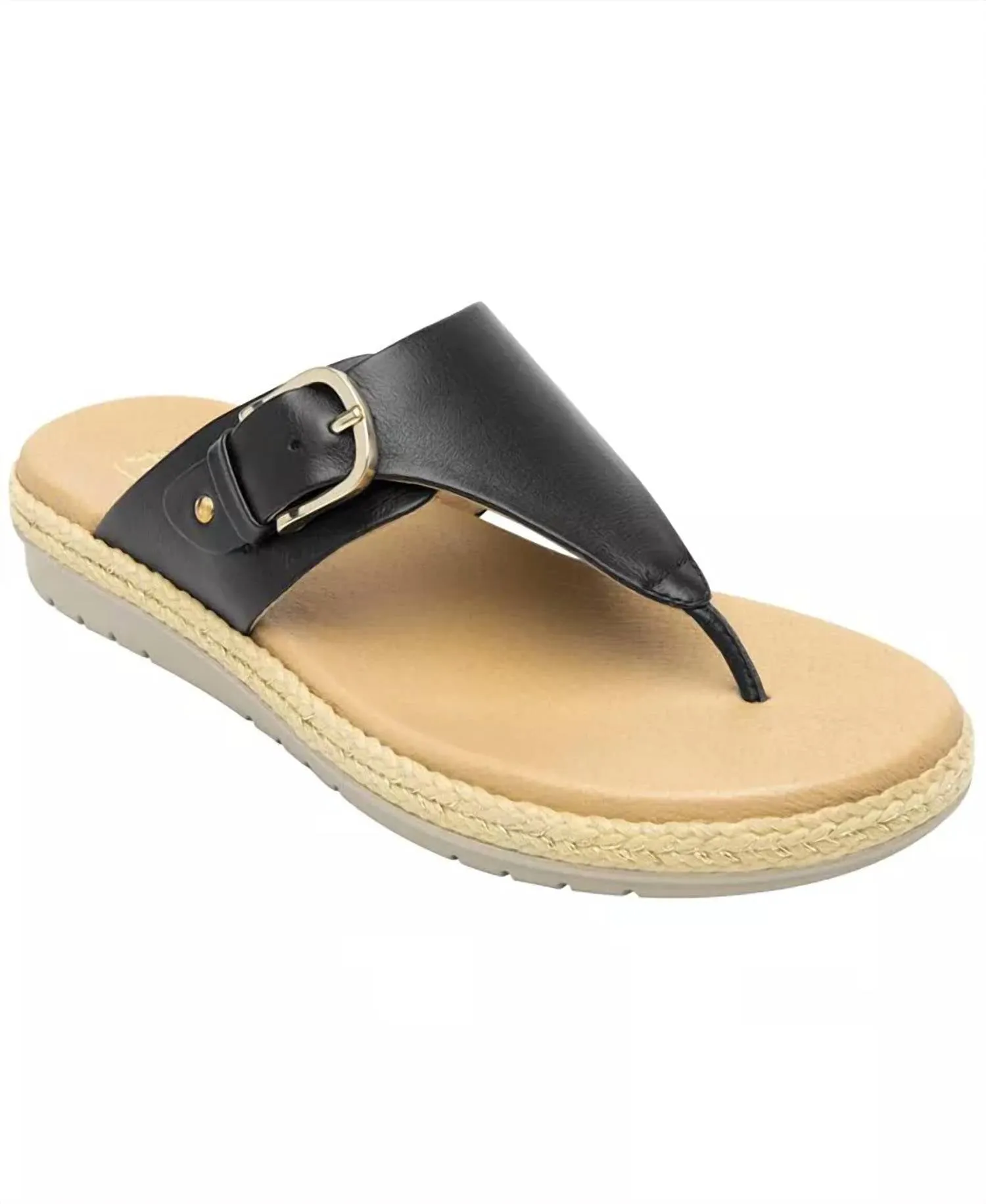 Leather Thong Sandals In Black