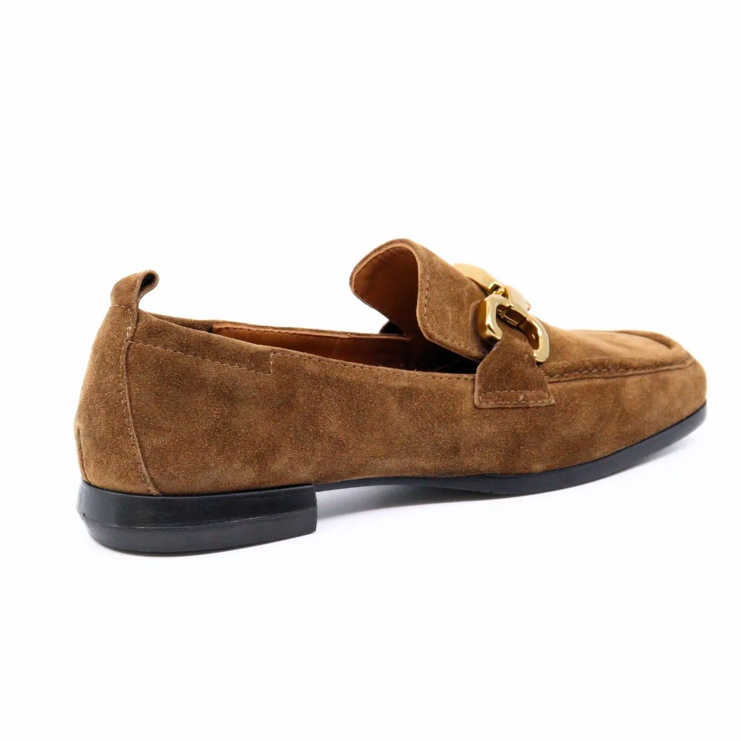 Lena Crosta Suede Loafers In Camel