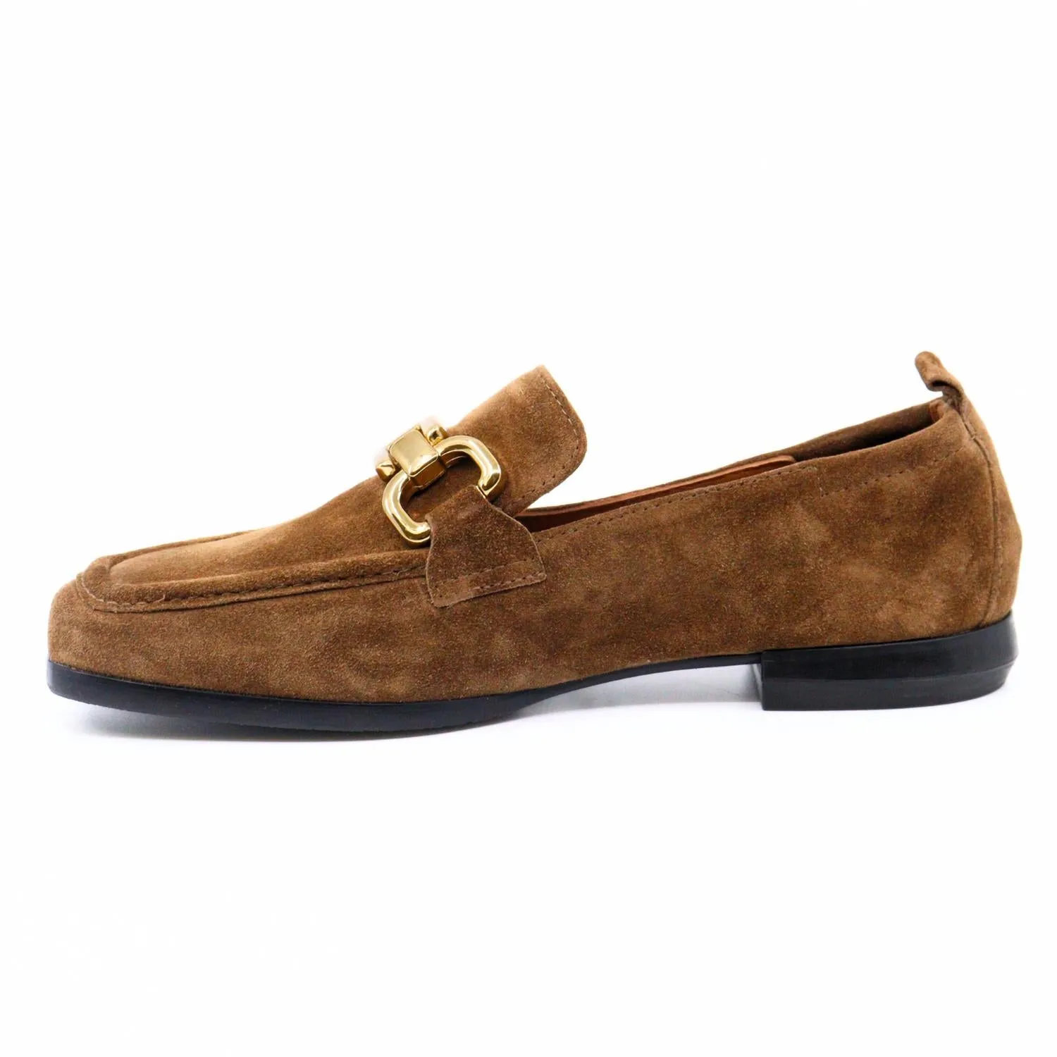 Lena Crosta Suede Loafers In Camel