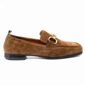 Lena Crosta Suede Loafers In Camel