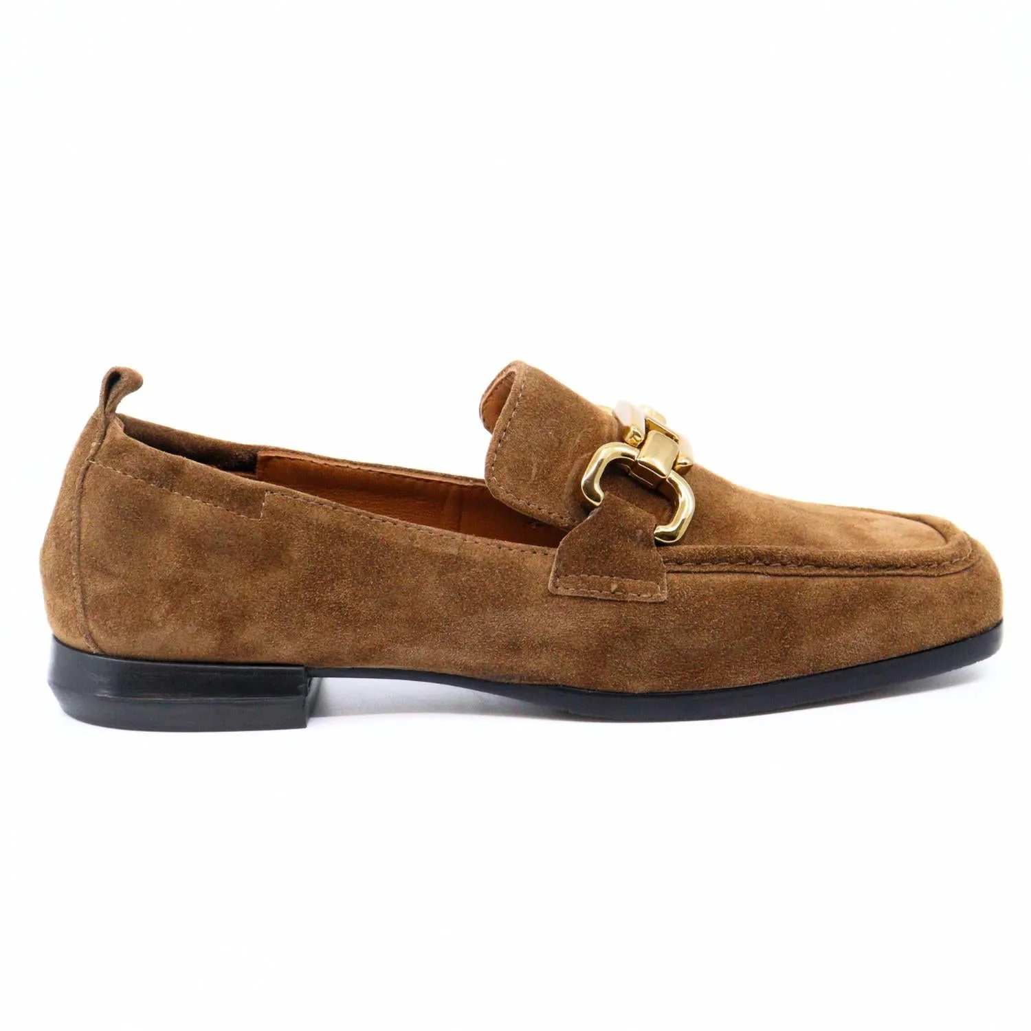 Lena Crosta Suede Loafers In Camel