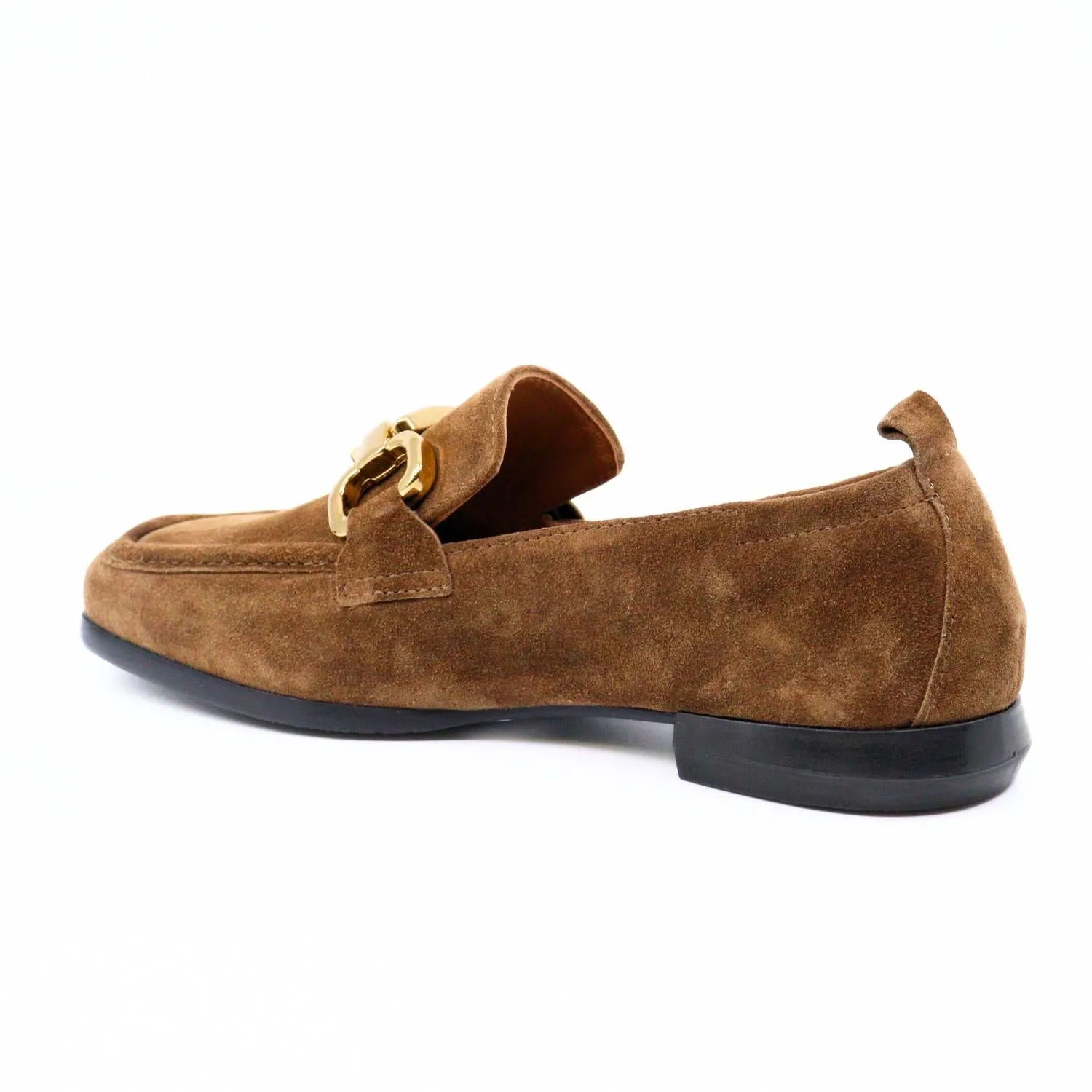 Lena Crosta Suede Loafers In Camel