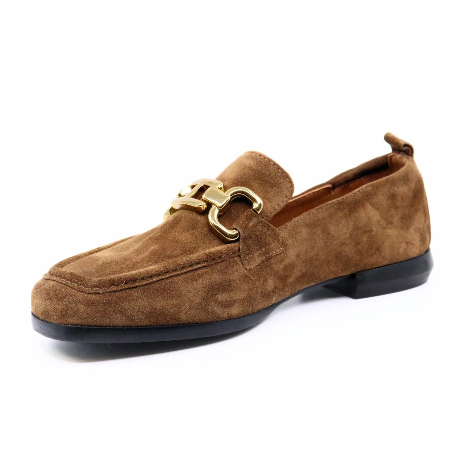 Lena Crosta Suede Loafers In Camel