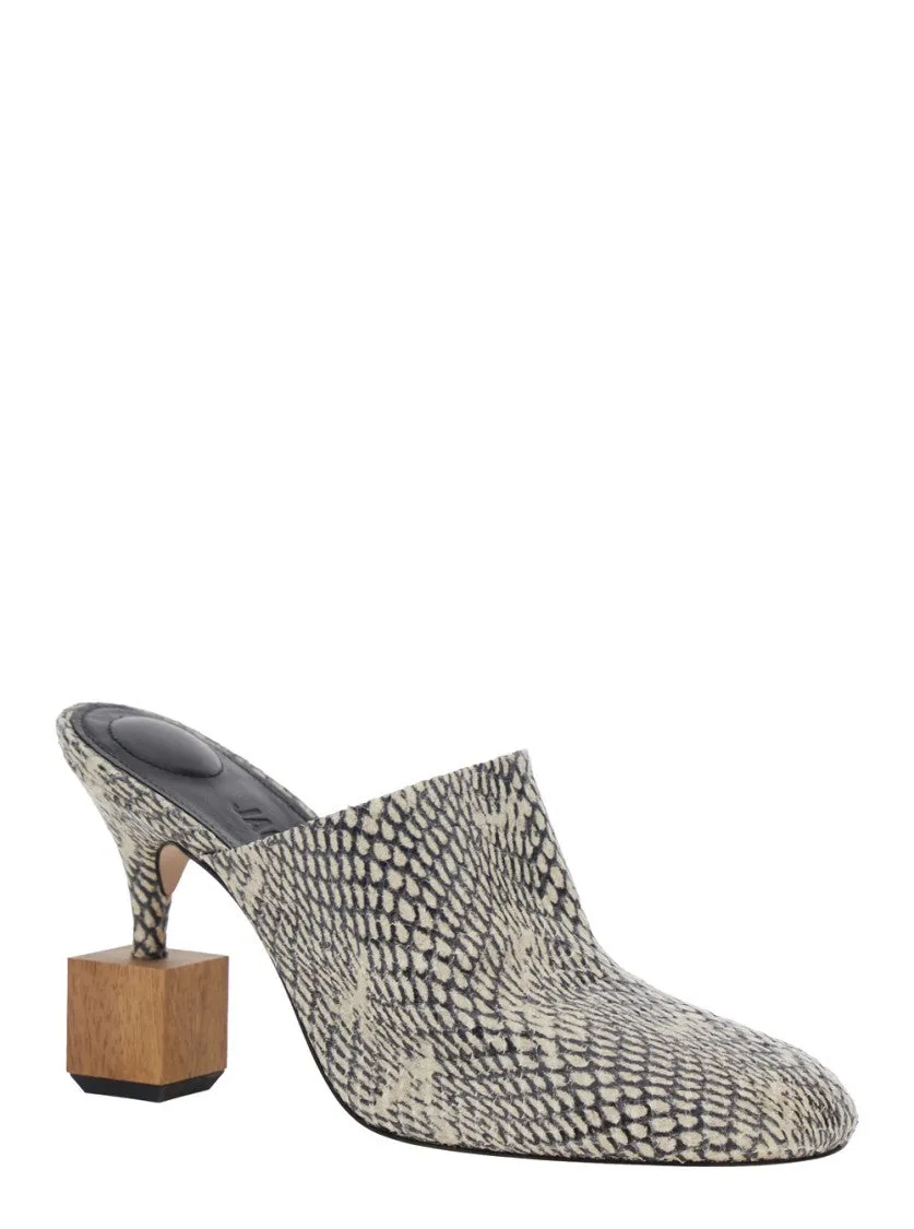 Les Bisou Multicolor Mules With Snakeskin Effect