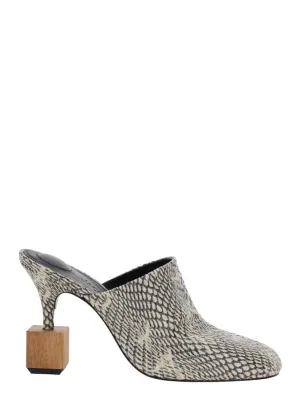 Les Bisou Multicolor Mules With Snakeskin Effect