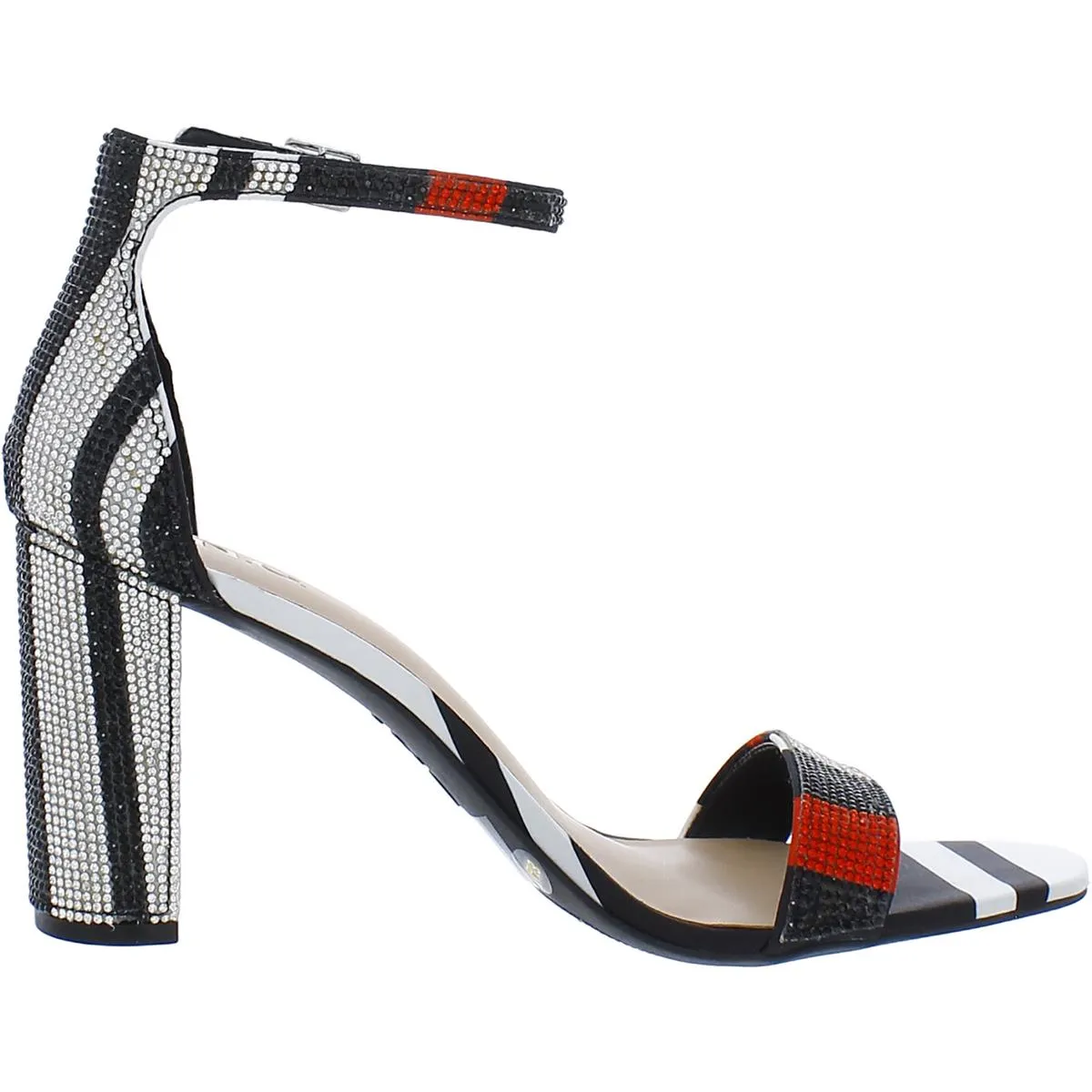 Lexini 16 Womens Rhinestone Square Toe Ankle Strap