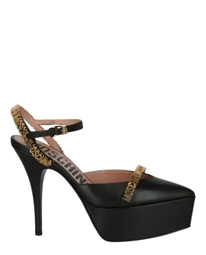 Logo Lettering Ankle Strap Pumps
