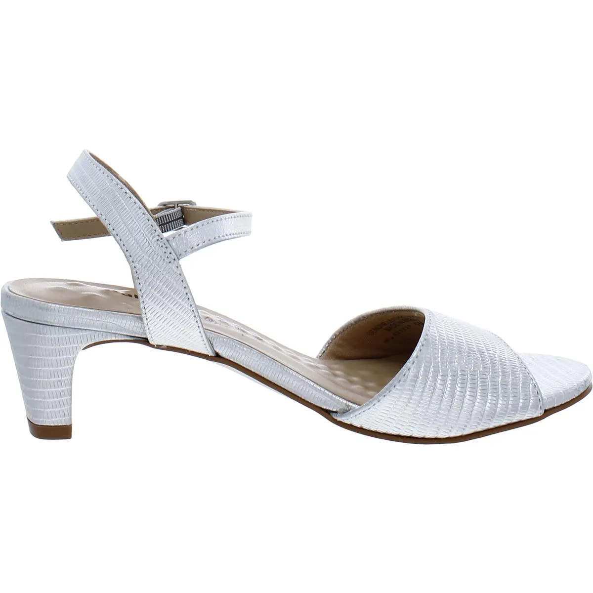 Lydia Womens Embossed Metallic Kitten Heels