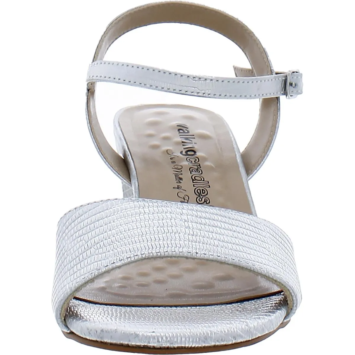 Lydia Womens Embossed Metallic Kitten Heels