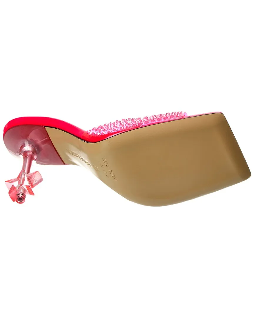 Mach & Mach Crystal-Embellished Star Vinyl & Leather Mule