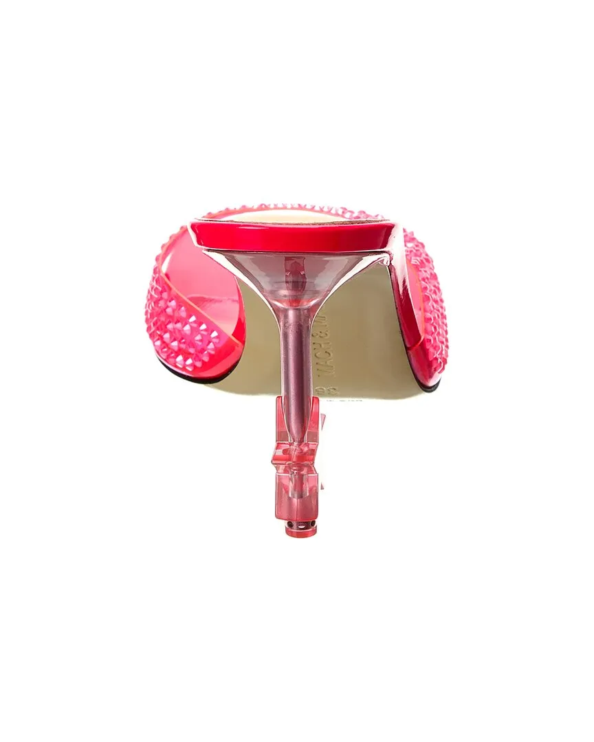 Mach & Mach Crystal-Embellished Star Vinyl & Leather Mule