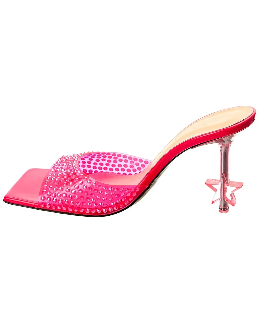 Mach & Mach Crystal-Embellished Star Vinyl & Leather Mule