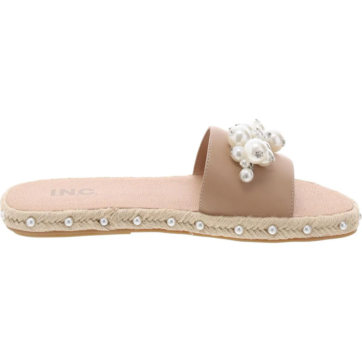 Majorie Womens Faux Leather Flat Slide Sandals