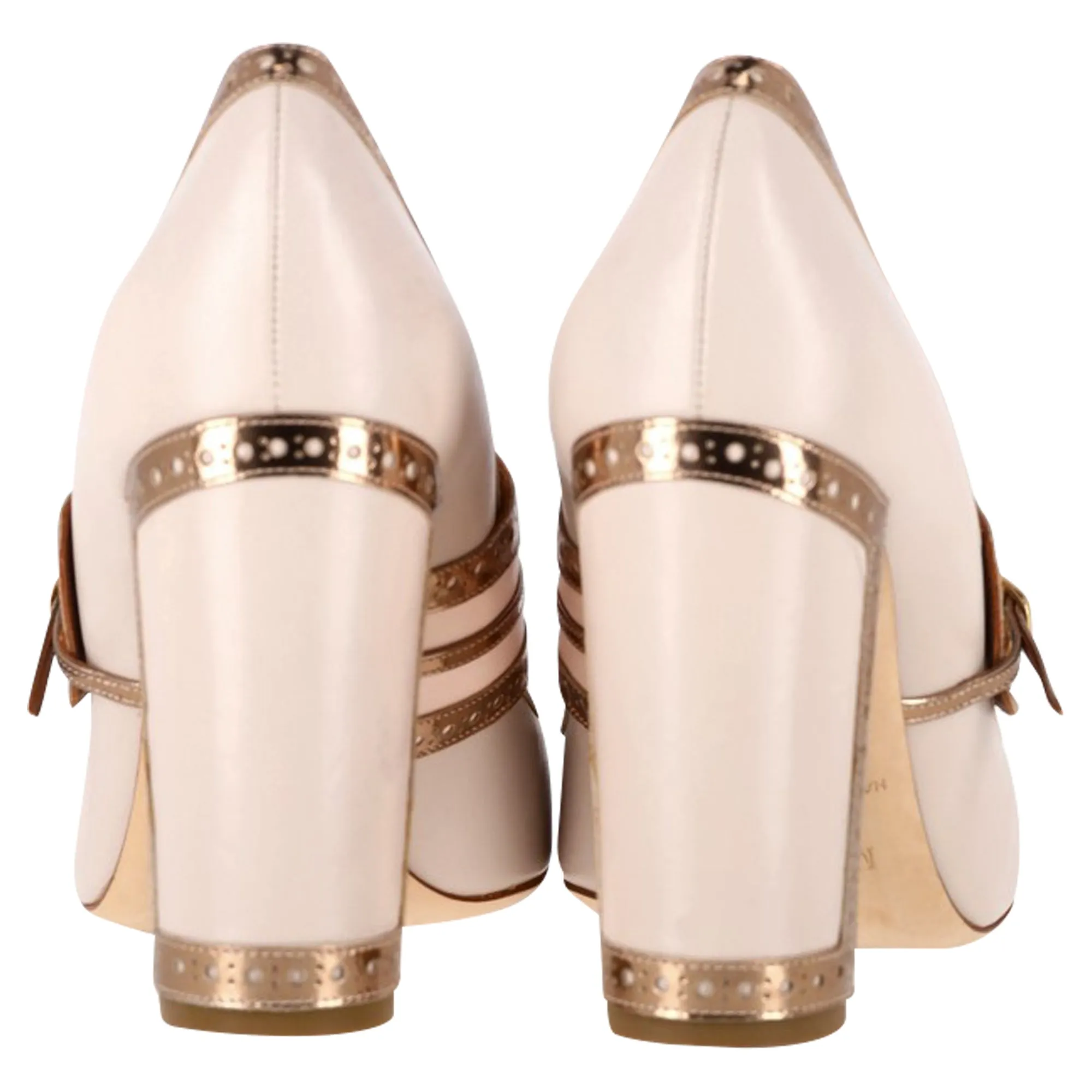 Malone Souliers Ada Perforated Pumps in Nude Leather