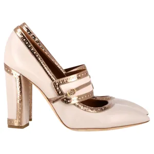 Malone Souliers Ada Perforated Pumps in Nude Leather