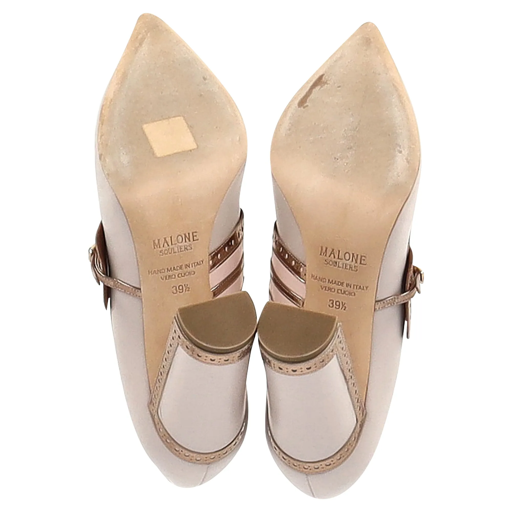Malone Souliers Ada Perforated Pumps in Nude Leather