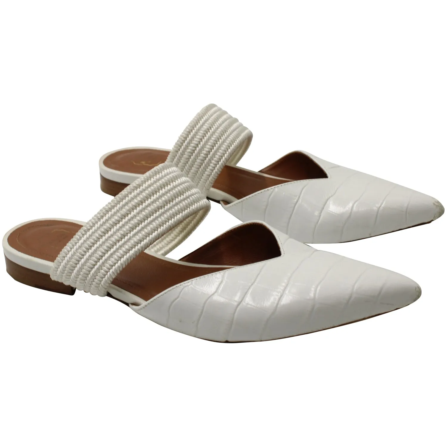 Malone Souliers Maisie Flat Mules in White Leather