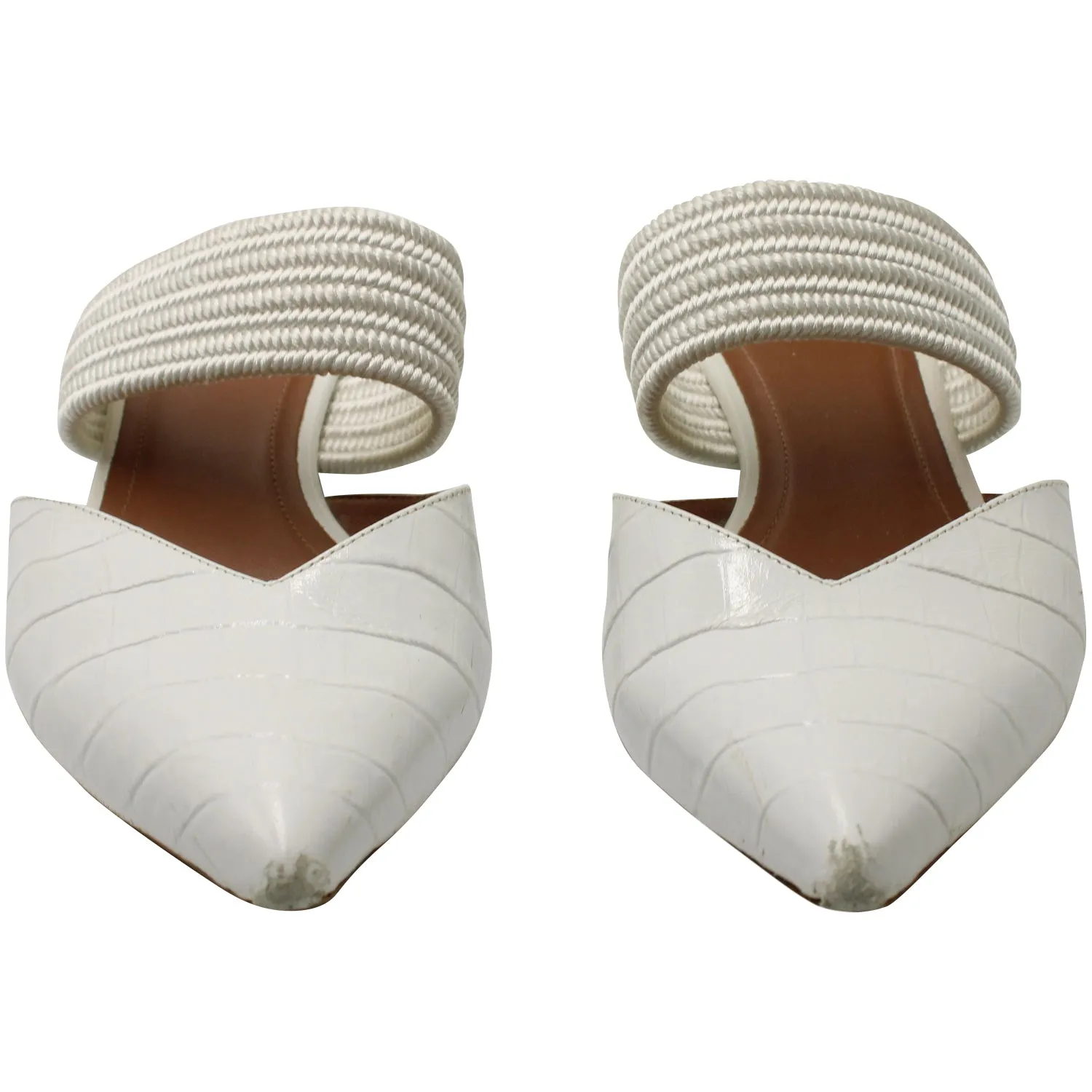Malone Souliers Maisie Flat Mules in White Leather